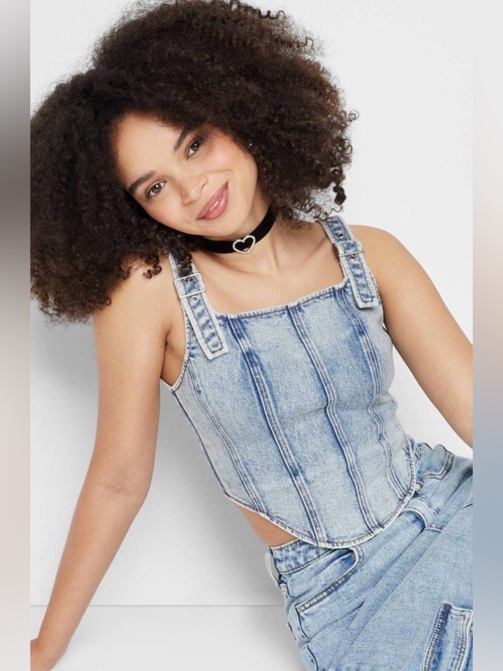 Wild Fable Denim Corset Top Blue XXL